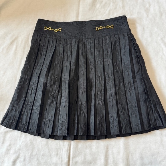 NEW Sister Jane Large Black Pleated Mini Skirt ~ Gold Chain Grunge Academia - Picture 1 of 8